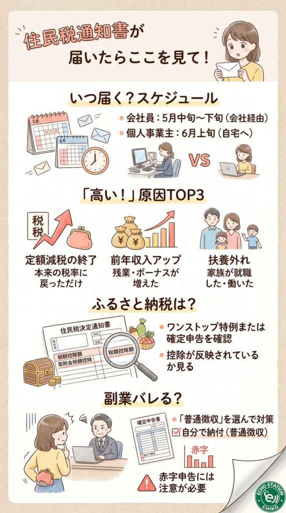 住民税の通知書が届いたらここを見て!高い理由と副業バレの真実【2026年版】 インフォグラフ