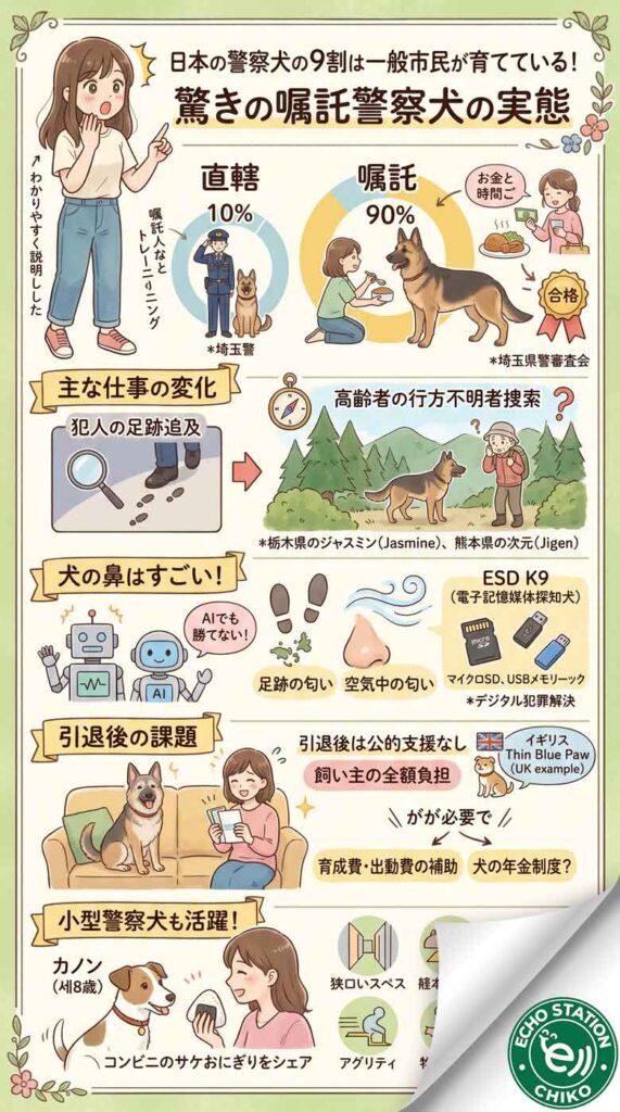 日本の警察犬の9割は一般市民が育てている。知られていない"嘱託警察犬"の現実 インフォグラフ