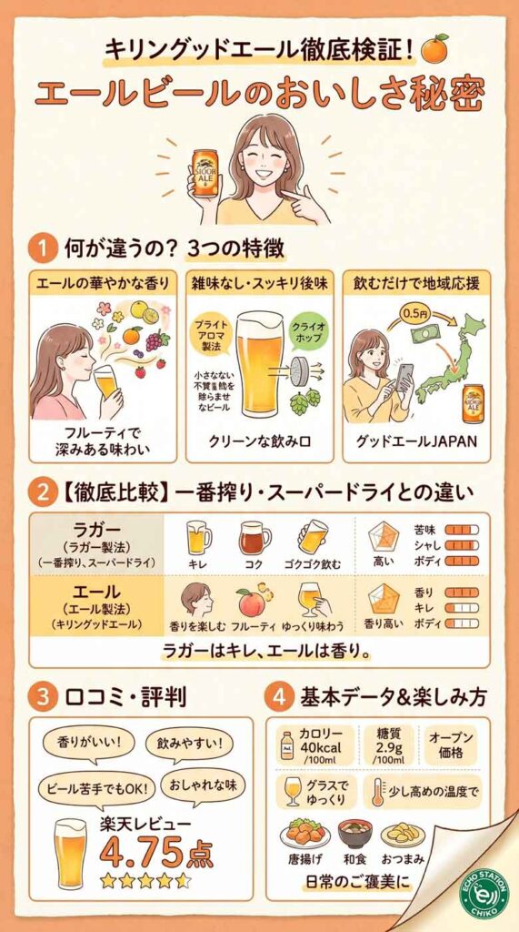 キリングッドエールはおいしい?口コミ・評判と一番搾りとの違いを徹底検証インフォグラフ