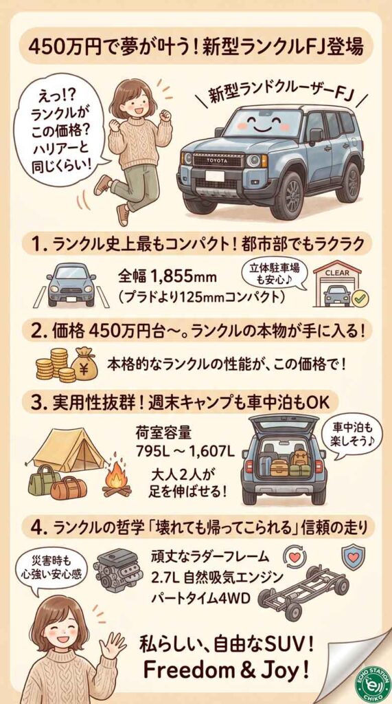 450万円で本物のランクルが買える！新型ランクルFJが日本のSUV市場を変える理由インフォグラフ