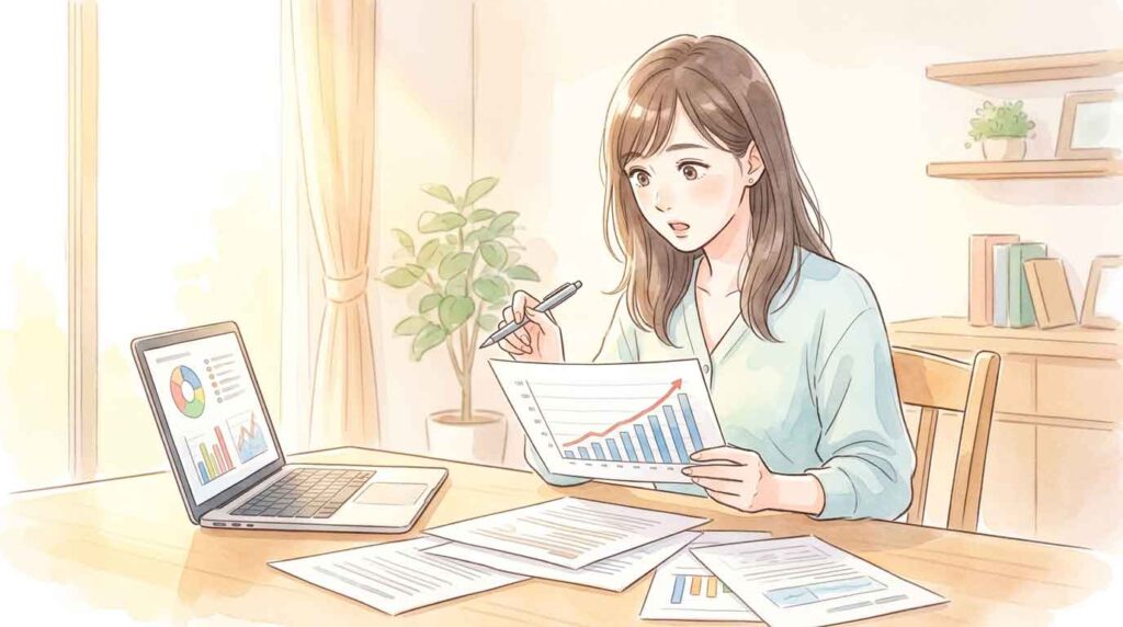 PIC2 | alt: 値上がりのグラフを示す書類を手に驚いた表情の女性のイラスト