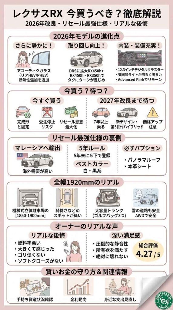 レクサスRXは今買うべき？2026年改良・リセール最強仕様・リアルな後悔を全部まとめてみた インフォグラフ