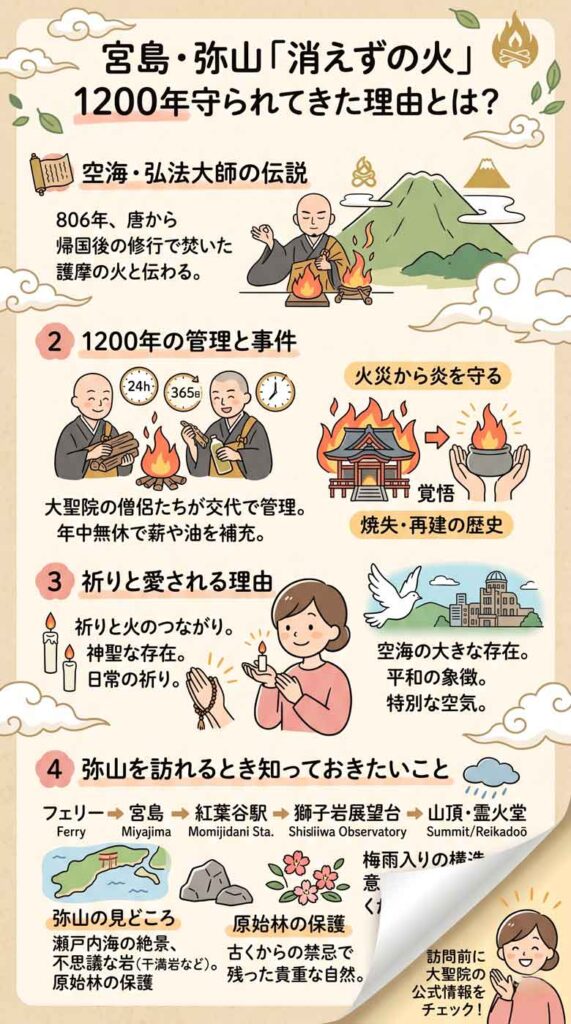 宮島・弥山の「消えずの火」が1200年守られてきた理由、知っていますか?インフォグラフ