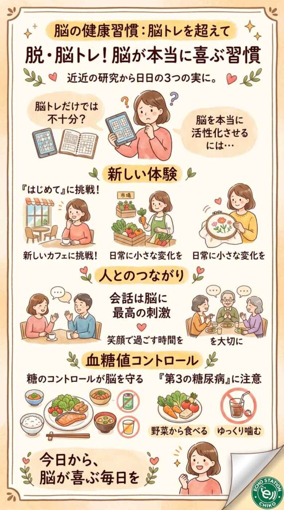 脳トレだけじゃ足りなかった。認知症になりにくい人が毎日していること インフォグラフ