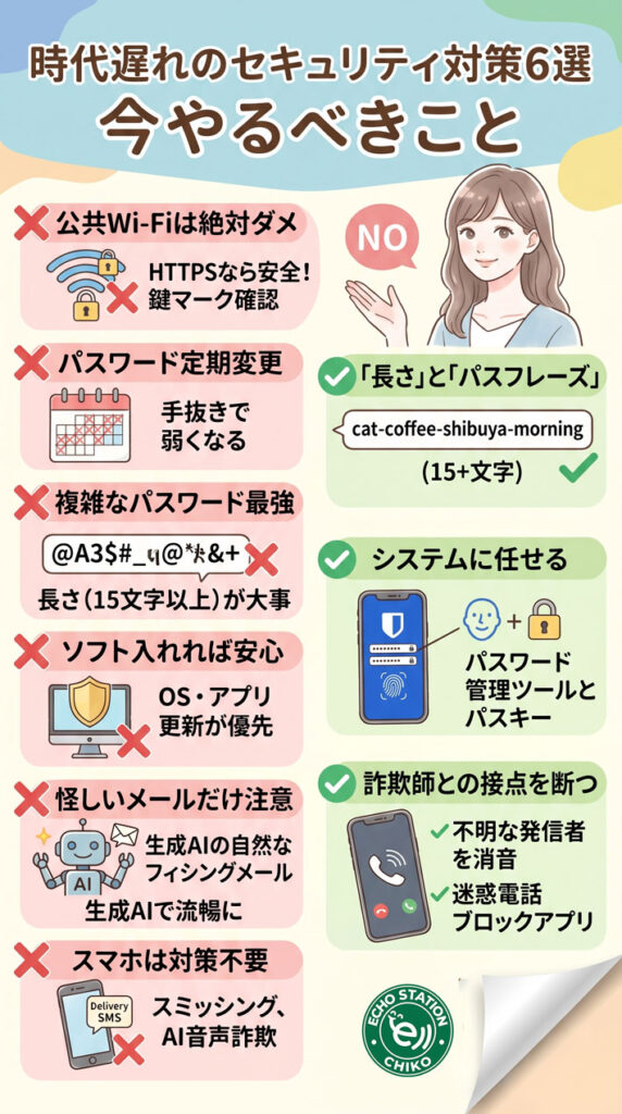 パスワードの定期変更、まだやってるの？実はやらなくていい時代遅れのセキュリティ対策6選 インフォグラフ