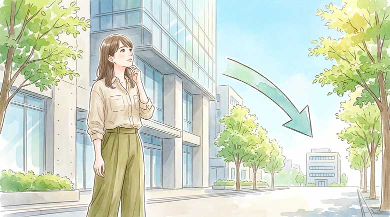銀行の窓口を避けて、直接企業に融資する矢印を示すビジネスシーンのイラスト