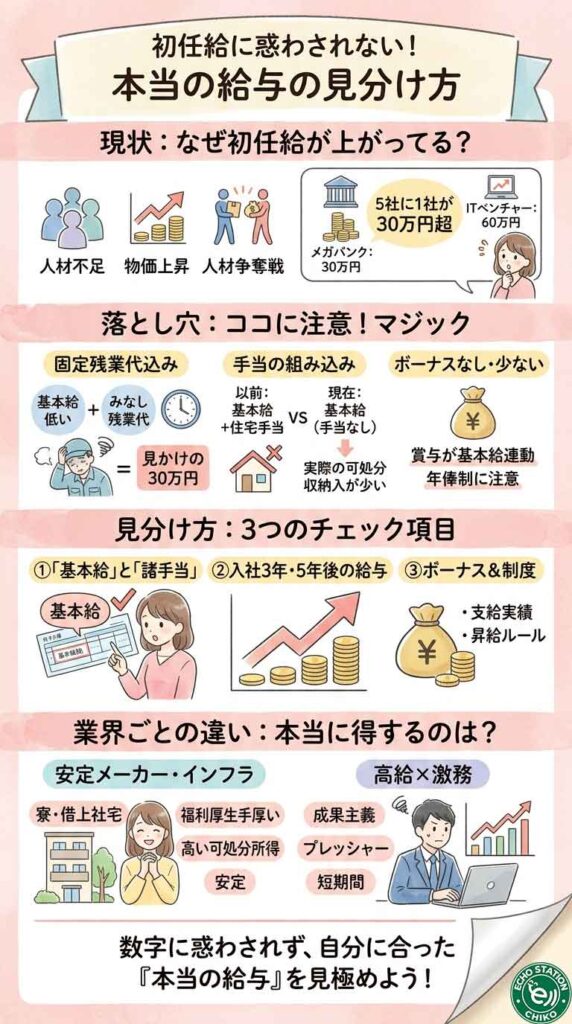 初任給30万円以上が当たり前？求人票に騙されない"本当の給与"の見分け方 インフォグラフ