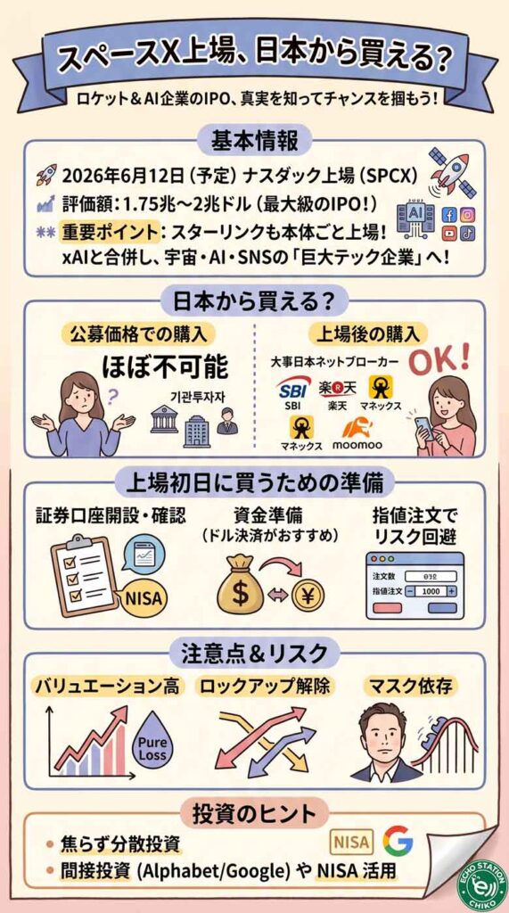 スペースX上場、日本から買えるの?知らないと損するIPOのリアルな話 インフォグラフ