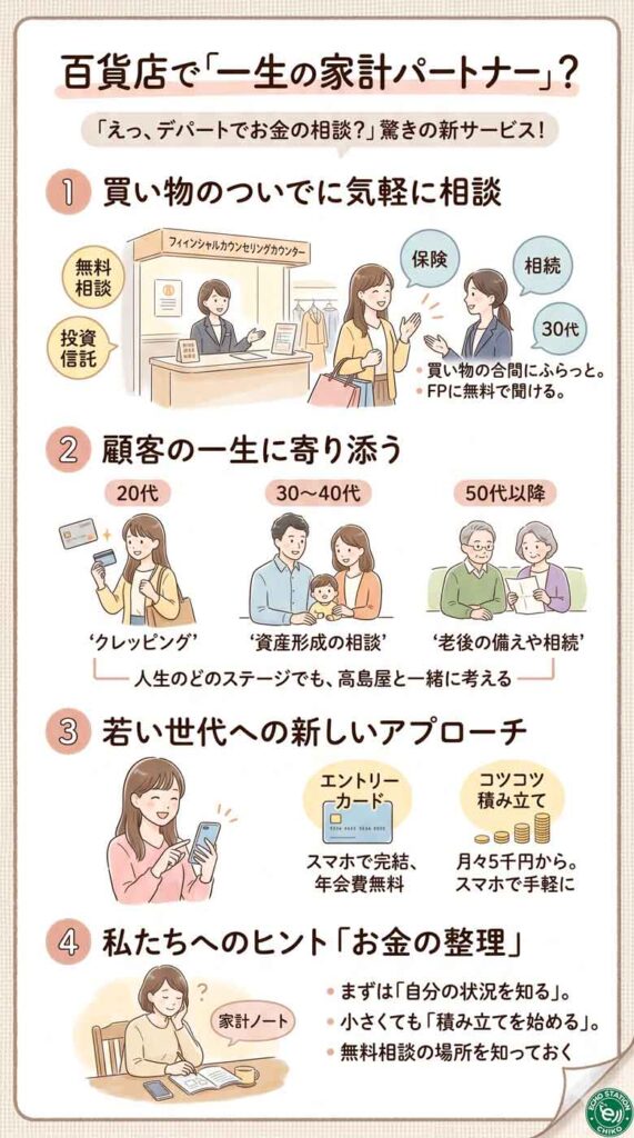 高島屋でお金の相談ができる時代に。百貨店が「一生の家計パートナー」を目指すって、どういうこと？ インフォグラフ