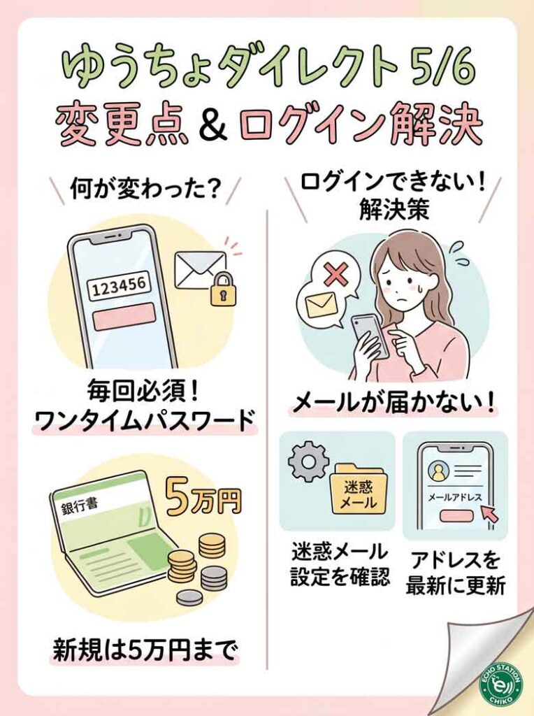 ゆうちょダイレクトにログインできない？5月6日の変更点と2段階認証のやり方を解説 んフォグラフ
