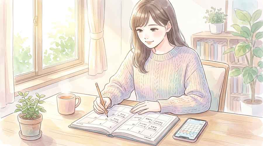 子どもの受験を温かく見守りながら手続きを調べる保護者