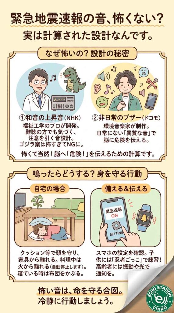 あの音が怖いのは計算通りだった？緊急地震速報のチャイムに隠された秘密インフォグラフ