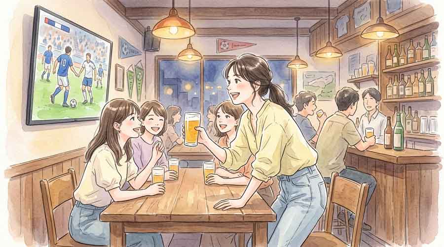 サッカーの試合でボールを追いかける選手たちのイラスト