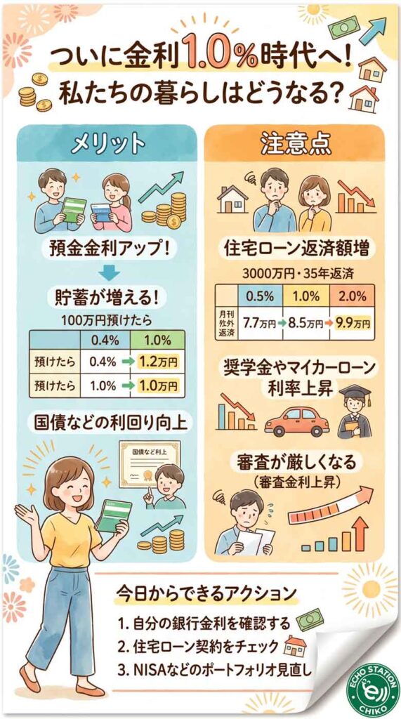 ついに金利1%時代へ!預金がうれしく増える一方で住宅ローンはどうなる?インフォグラフ