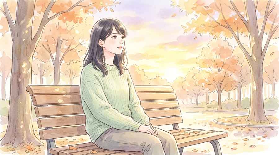 夕焼けの中でグラウンドを眺める選手のイラスト