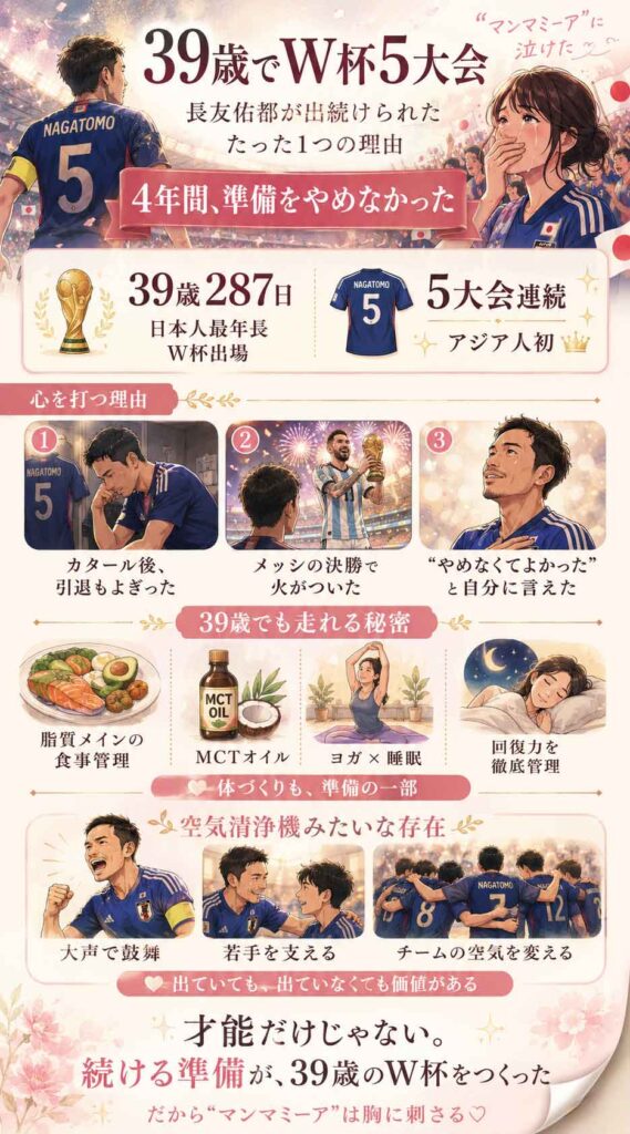 「マンマミーア」に思わず泣けた。39歳・長友佑都がW杯5回出続けられた、たった1つの理由インフォグラフ