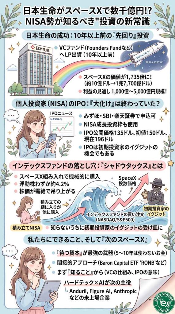 日本生命がスペースXで数千億円!? NISA積み立て勢が知っておくべき"投資の新常識"インフォグラフ