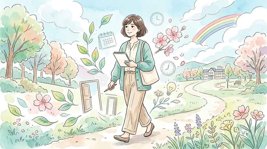 復職 再休職 出口戦略を考えながら歩く女性