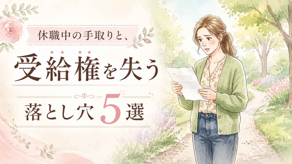 傷病手当金 手取り額に驚き不安そうな表情で立つ女性