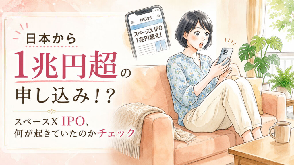スマートフォンでニュースを見て驚いた表情の女性のイラスト