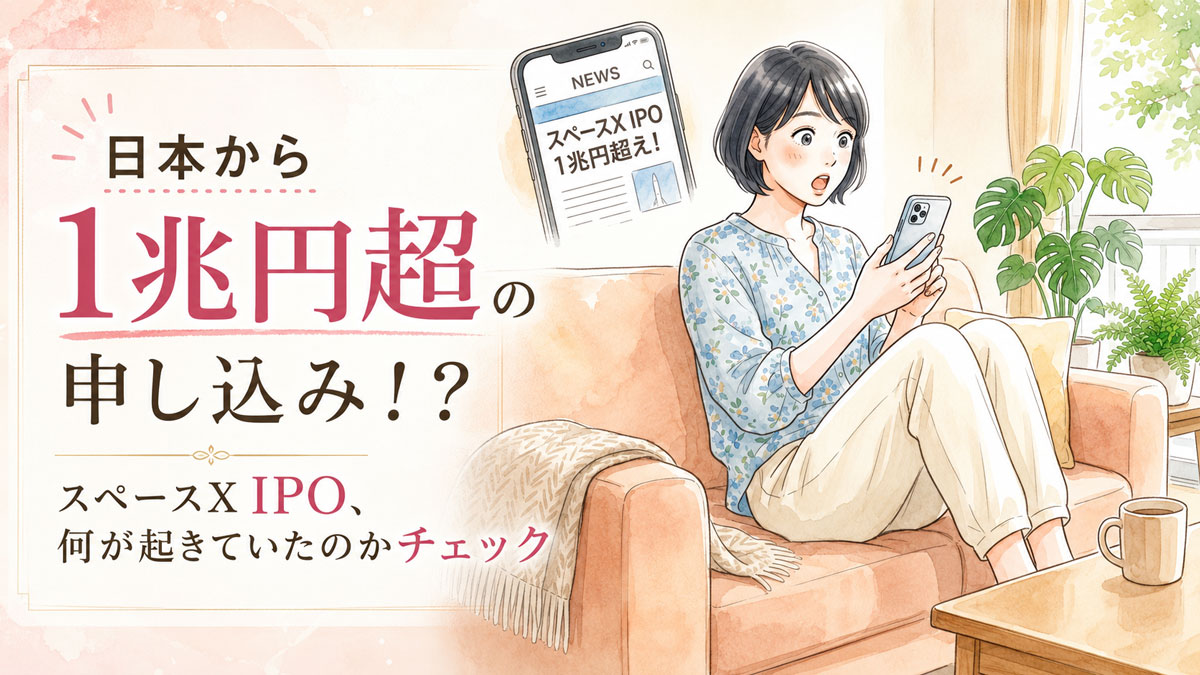 スマートフォンでニュースを見て驚いた表情の女性のイラスト