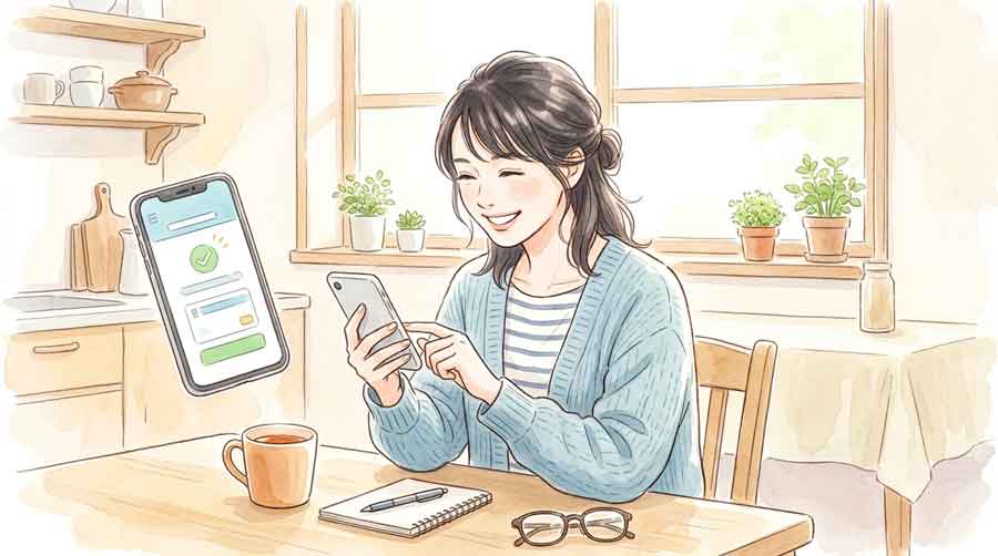 ノートとスマートフォンを前に物価の上昇について考える女性