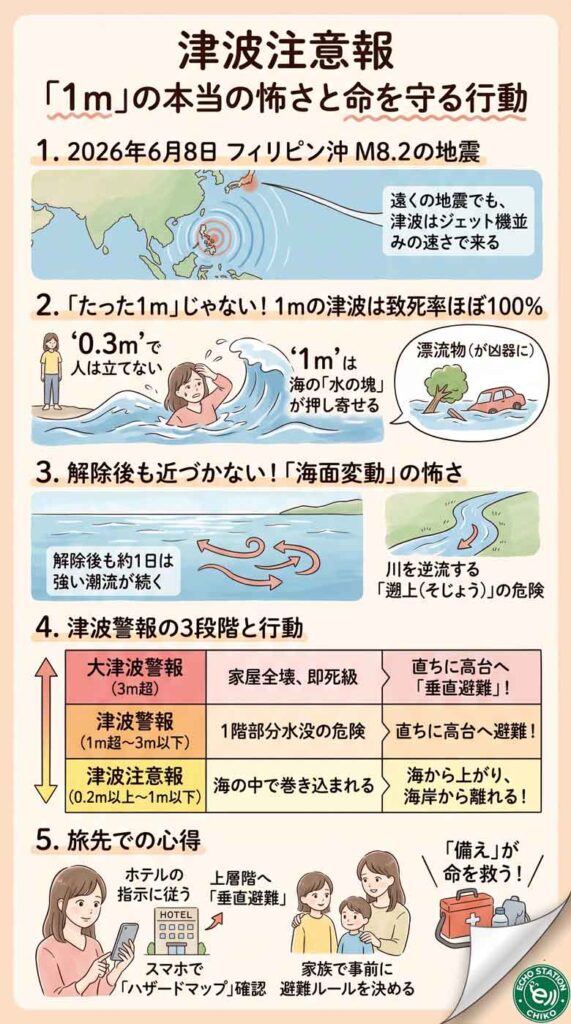 津波注意報は解除された？1mの津波で致死率ほぼ100%になる本当の理由と正しい行動インフォグラフ