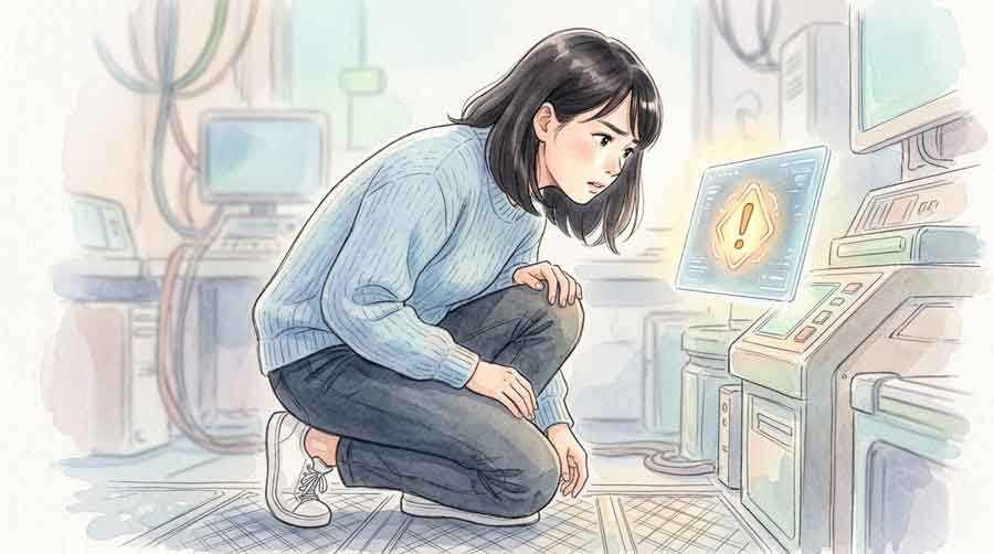 不正アクセスの警告画面を見て驚く様子