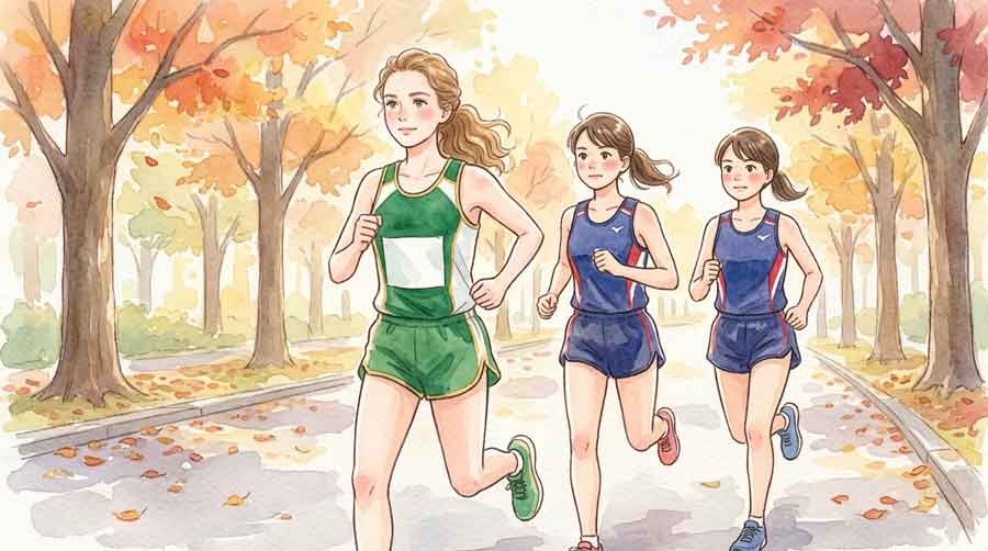 大東文化大学のダブルエースが力強く走る箱根駅伝予選会のイラスト