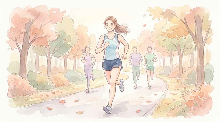 力強く先頭を走る留学生選手のイラスト