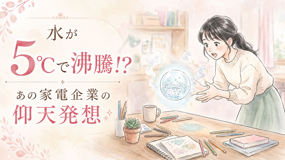 AIデータセンター冷却の仰天技術に驚く女性のイラスト