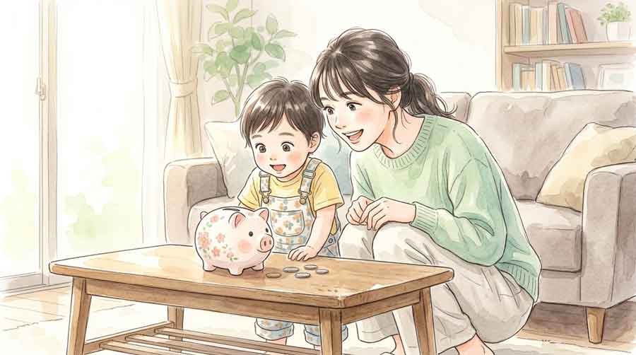 こどもNISA家庭の判断基準を親子で考える様子