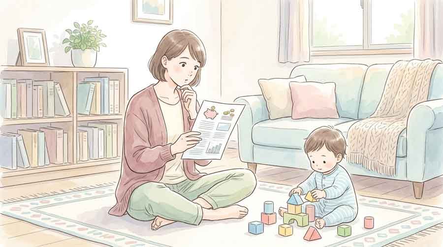 こどもNISAの制度概要を確認する母親