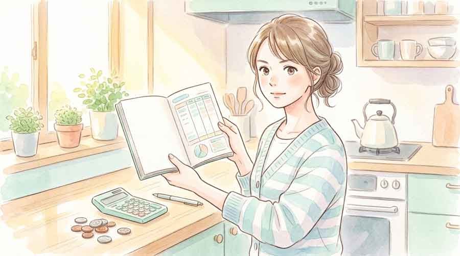 家庭の家計を診断する女性