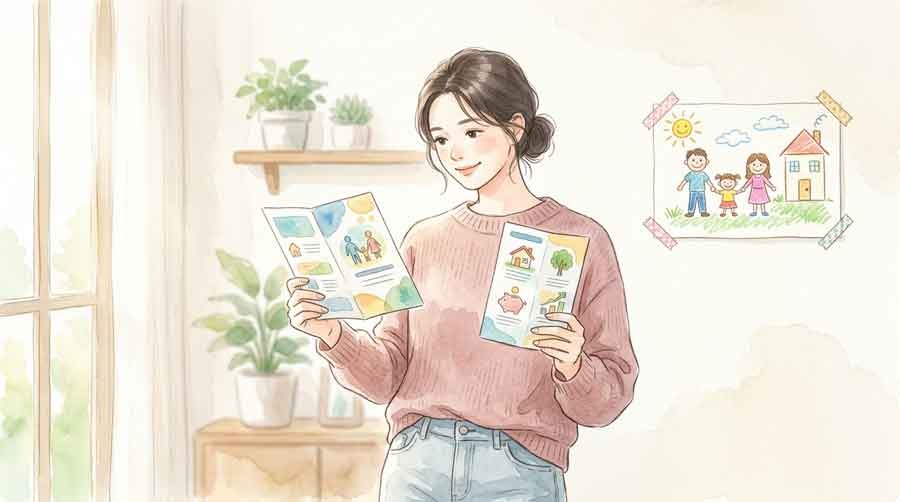 学資保険とNISAを比較する母親