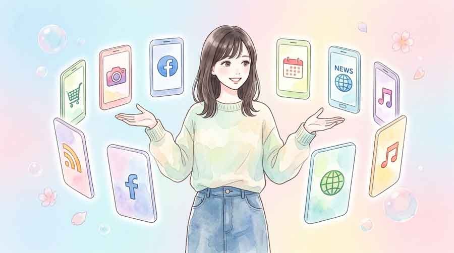 2026年のふるさと納税サイトを比較して選ぶ女性の水彩イラスト