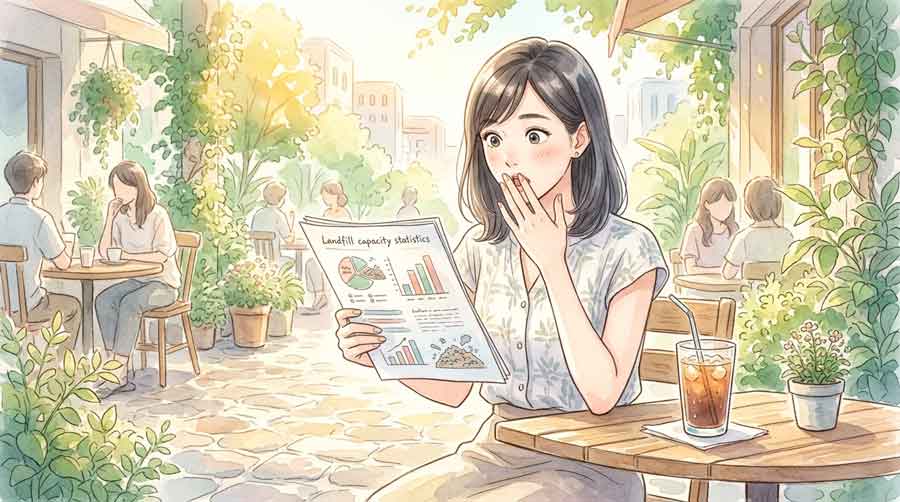 最終処分場の残り年数に驚く女性 環境問題を考える