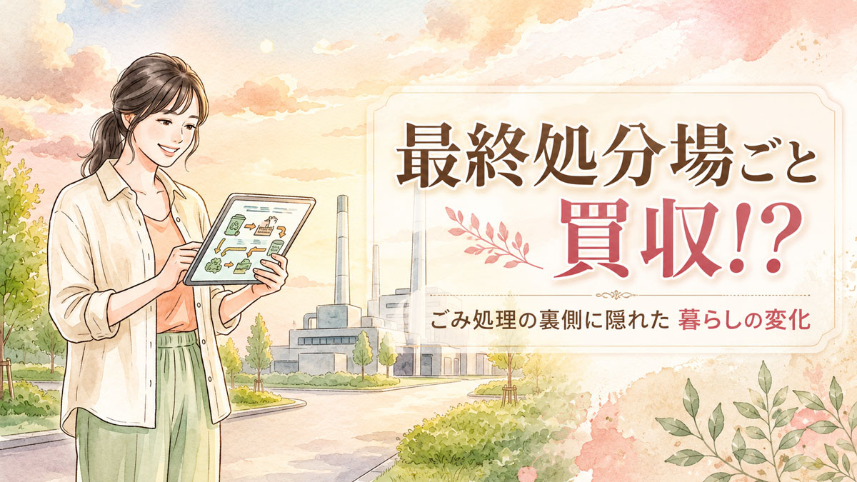 最終処分場 買収ニュースに驚くオフィスカジュアルの女性