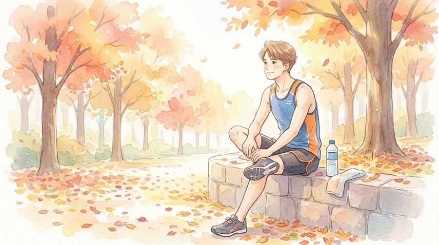 過去のレース記録を胸に応援する女性ファンのイラスト