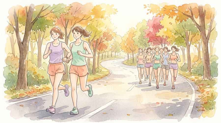 集団から抜け出してペースを上げる選手のイラスト
