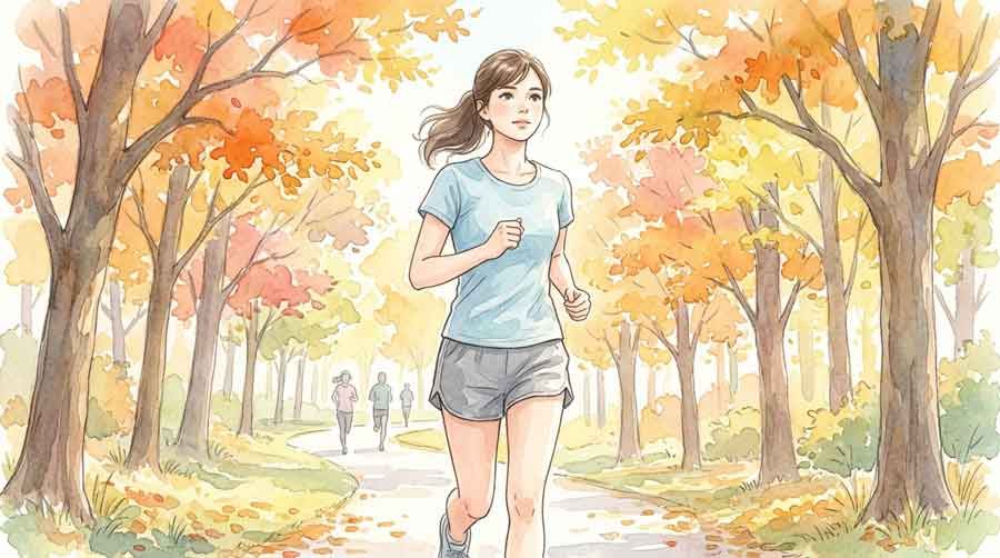 給水所でスポンジ冷却を受ける選手のイラスト