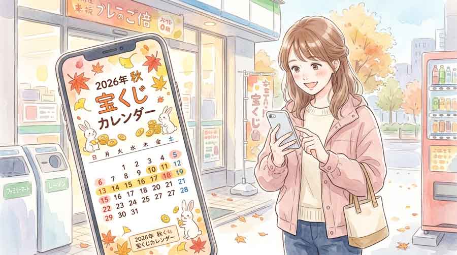 ハロウィンジャンボ2026 発売スケジュールを確認して期待した表情の女性
