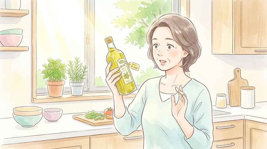 熱波オリーブオイルの価格高騰を表すキッチンのイラスト
