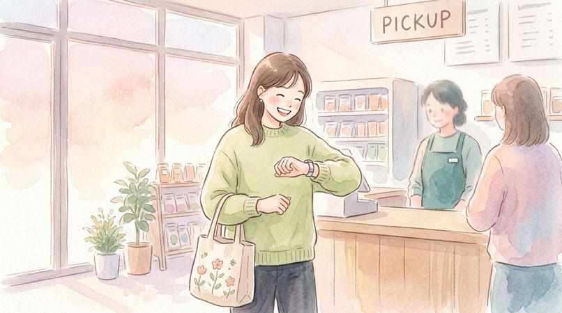 早朝から深夜まで対応する店頭受け取りカウンターの様子