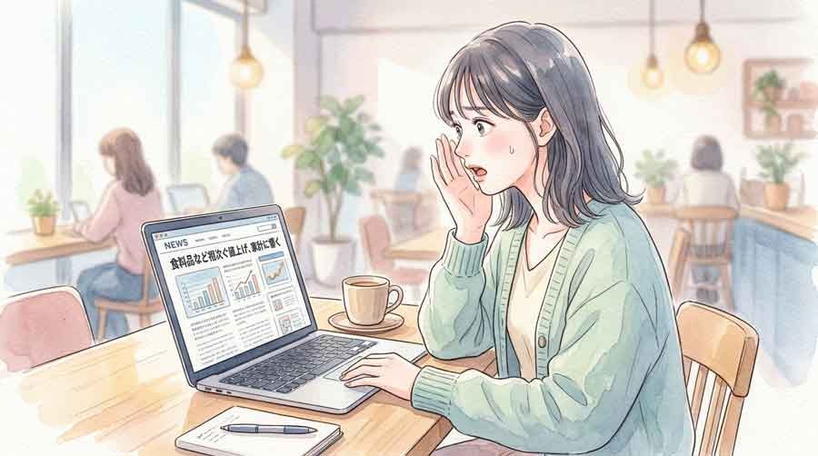 iphone 値上げ発表を見てショックを受ける女性の表情
