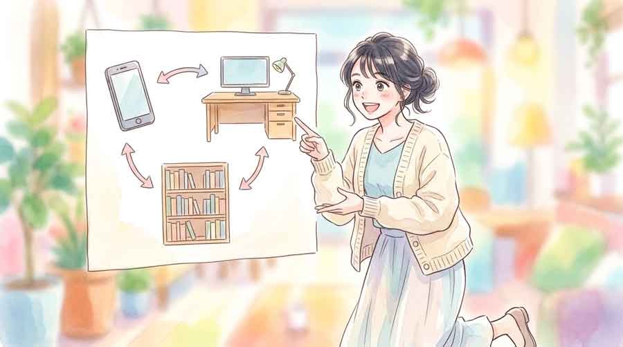 AIとスマホメモリーの関係を図解で説明するイメージ