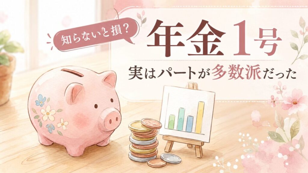 国民年金1号がパート多数派だと知って驚く女性のイラスト