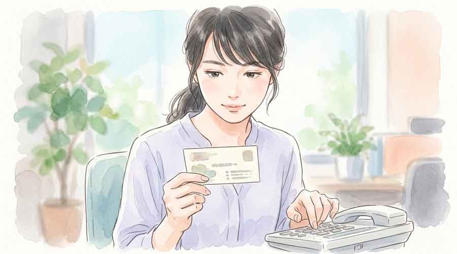 詐欺メールの特徴を一覧にして分析する女性の水彩イラスト