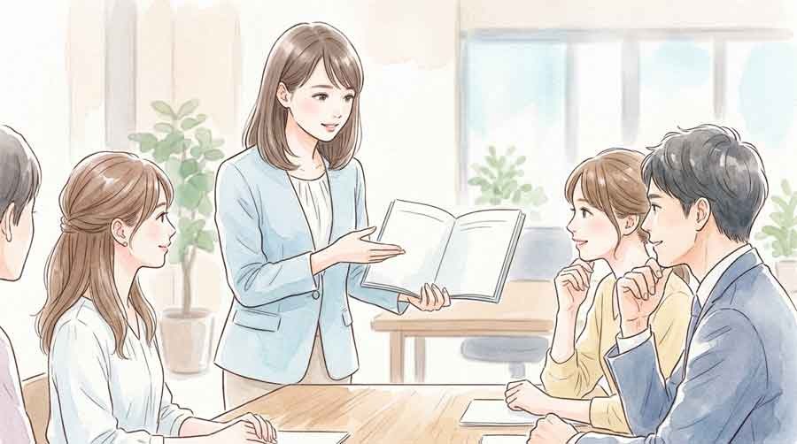 電話でコールバック確認をする女性の水彩イラスト