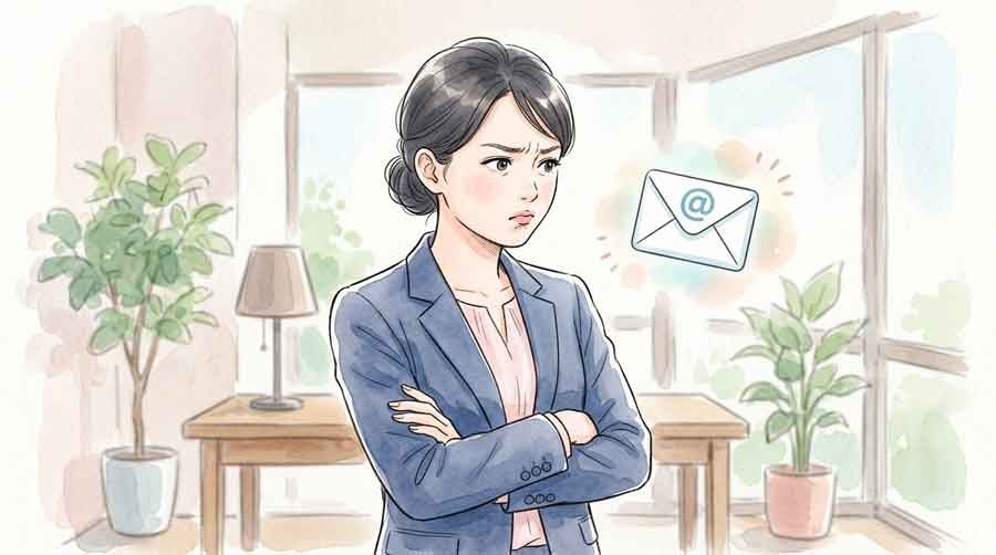 社内マニュアルを確認しながら話し合う女性の水彩イラスト